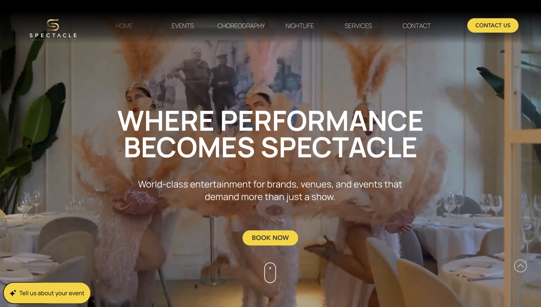 Spectacle Entertainment homepage designed by VICE305